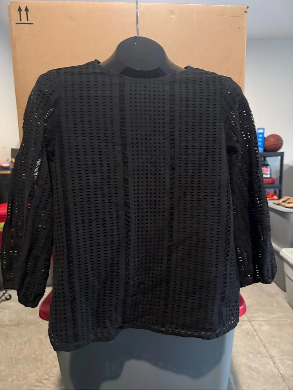 Black Openwork Knit Women’s Top p34